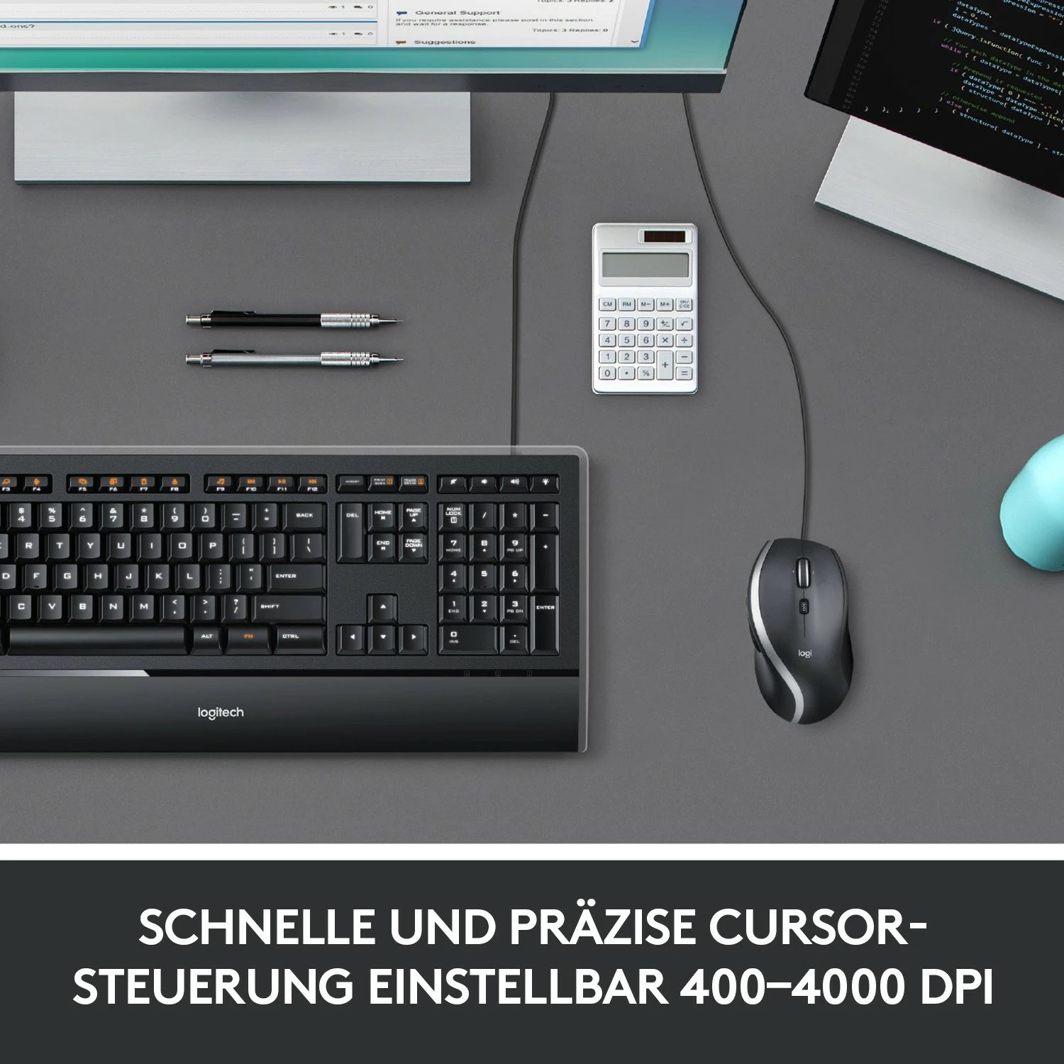 Maus Logitech M500, me kabllo, 4000 DPI, i zi