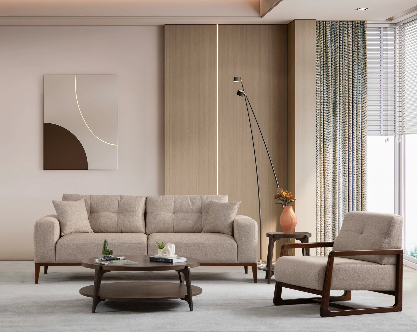 Krevat-sofa treshe, Atelier del Sofa Sinor, bezhë