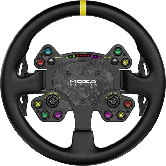 Timon gaming Moza Racing RS V2 RS25, 13 inç, fibra karboni, lëkurë natyrale, RGB