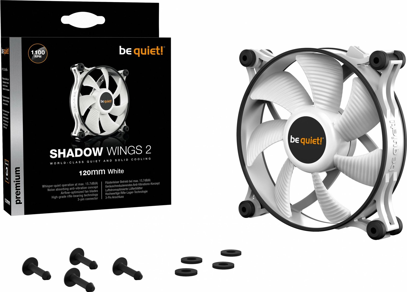 Ventilator kasë Be Quiet! Shadow Wings 2 120mm, e bardhë