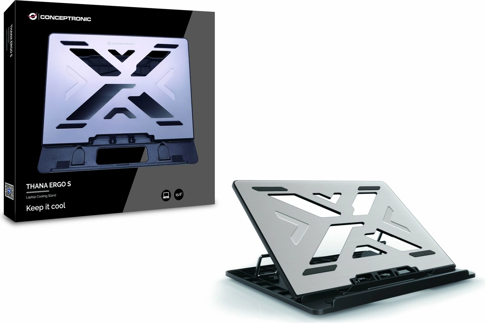 Mbajtëse laptopi Conceptronic ERGO 15.6", metalike, gri