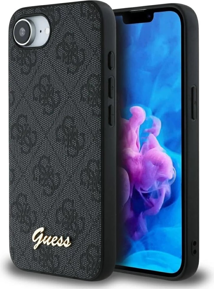 Mbështjellës, Guess, 4G Script Logo MagSafe, për iPhone 16e, hardcase TPU/PC, me MagSafe, i zi