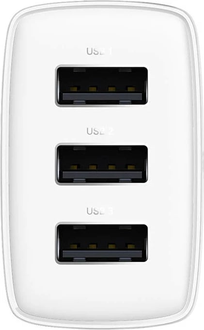Karikues kompakt Baseus CCXJ020102, 3x USB, 17W, Bardhë