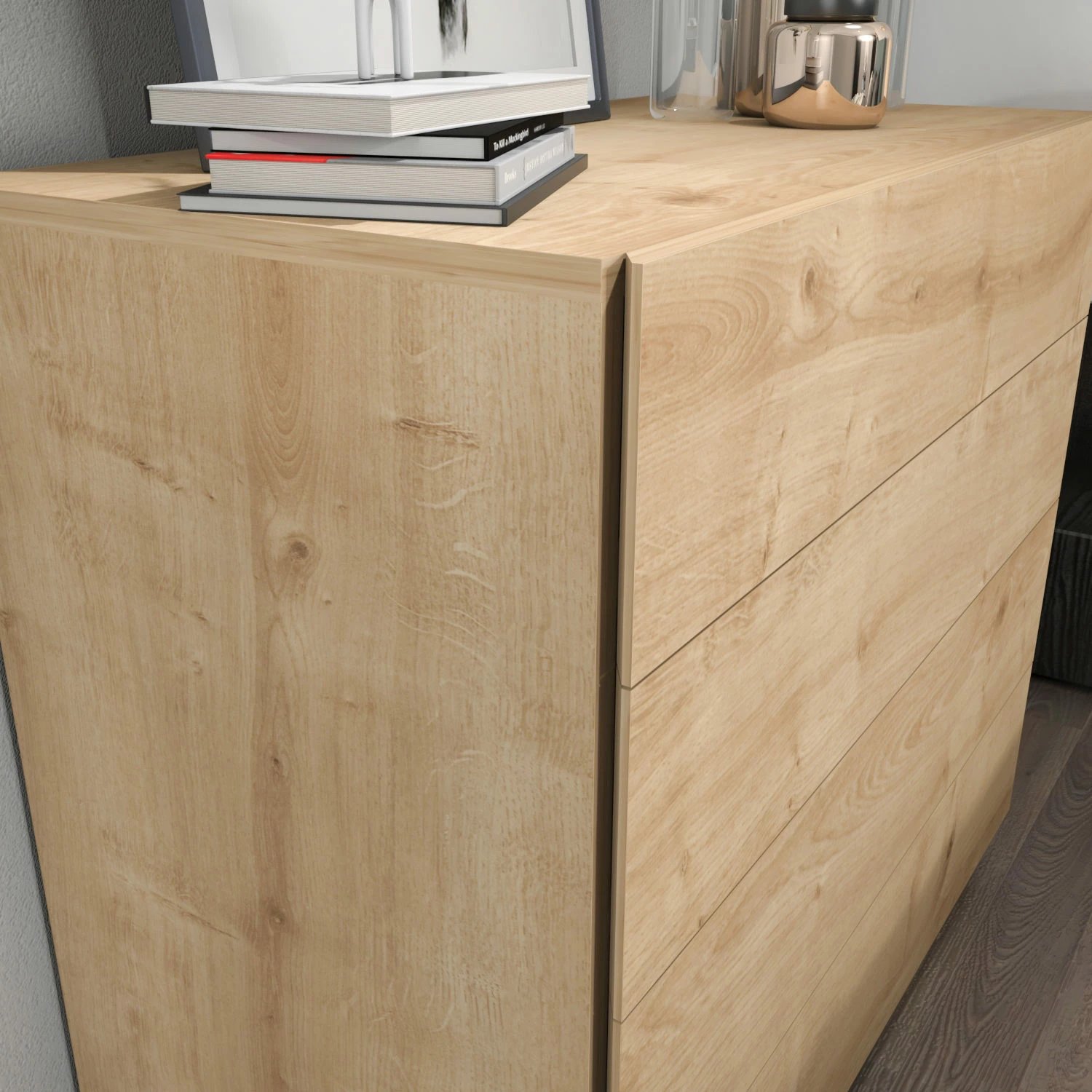 Komodë Hanah Home, Lines, ngjyrë lisi