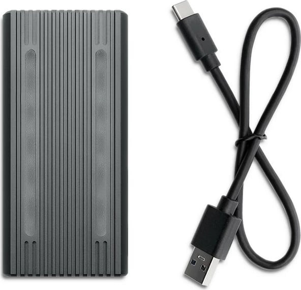 Kasë Qoltec 52272 për SSD M.2 NVMe/SATA, USB-C, 4TB, Gri me RGB LED