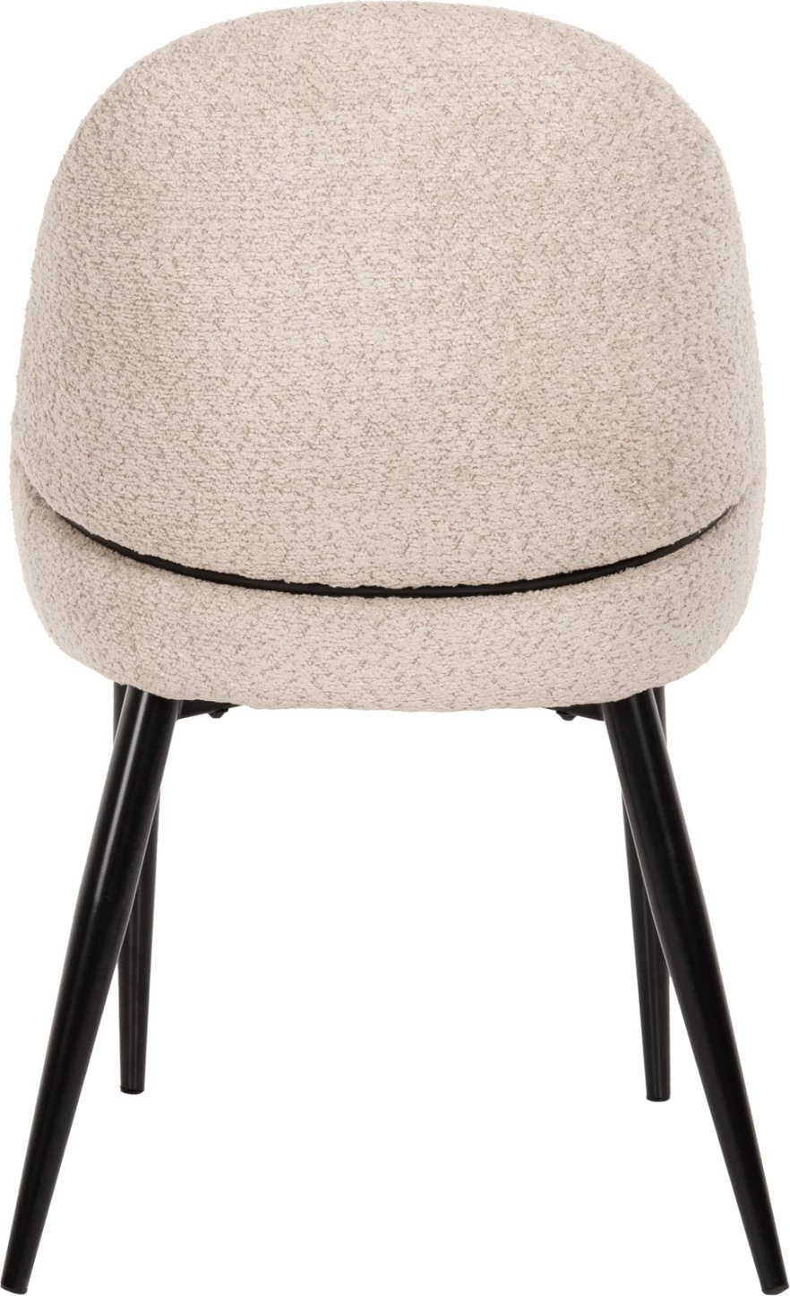 Karrige SARKY FH8585.02, pëlhurë boucle ecru, këmbë metali të zeza, 55x62x89H cm., set prej 2 copë