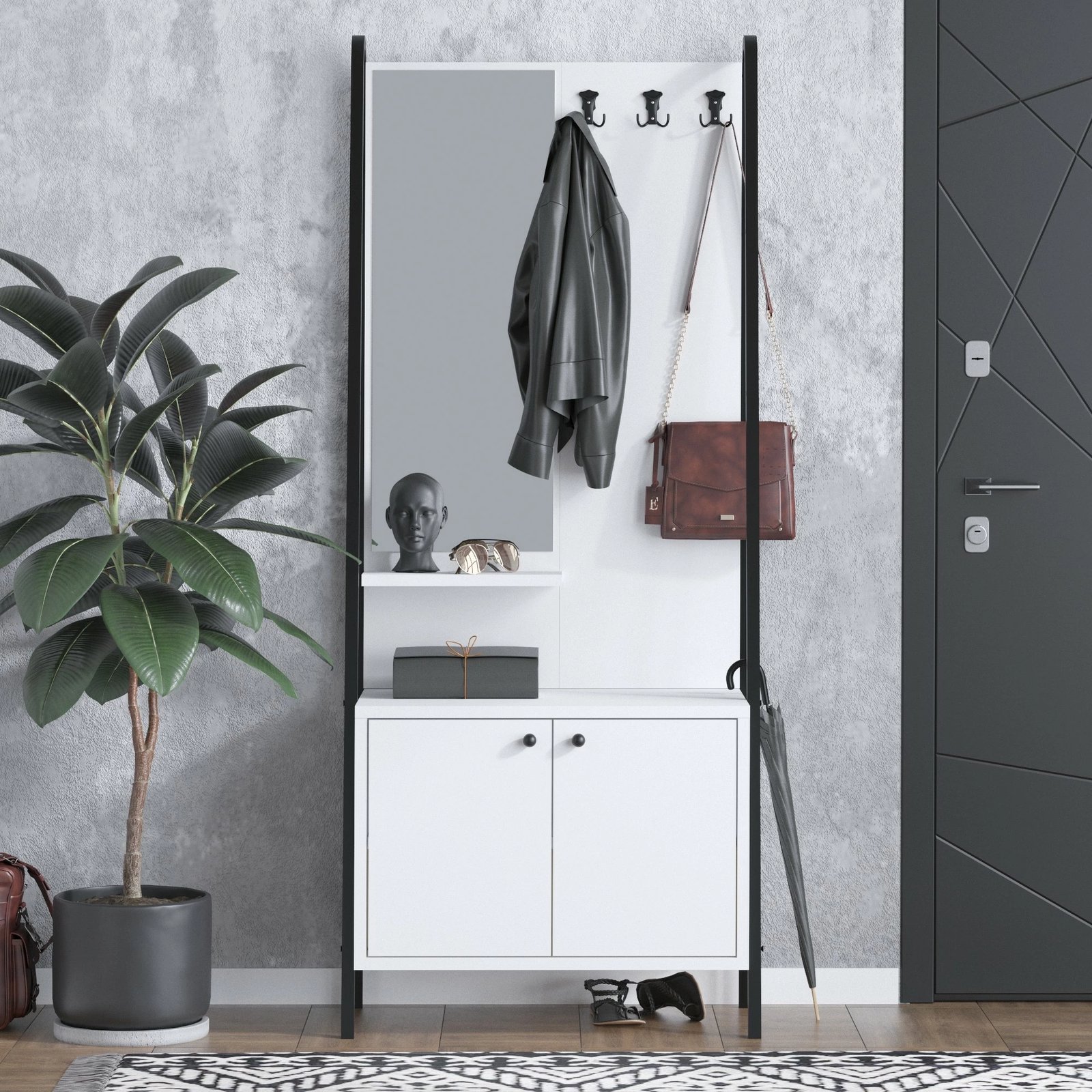 Stendë korridori Hanah Home, Lole, e zezë dhe e bardhë Stendë korridori Hanah Home, Lole, e zezë dhe e bardhë