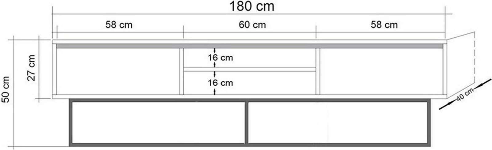 Komodë TV Rodez 180, ngjyrë travertine, Skye Decor
