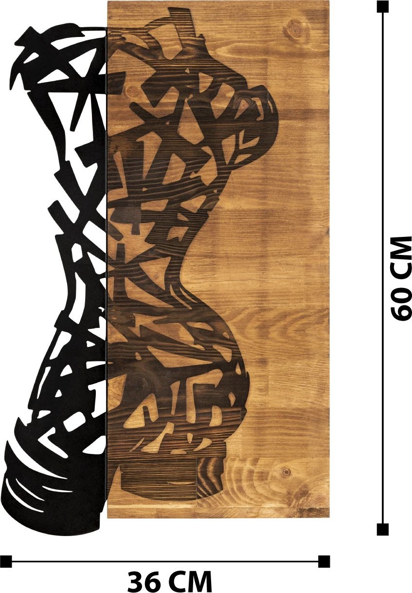 Aksesor dekorativ prej druri për mur, Wallity, Paramparca, ngjyrë e zezë dhe arre, 36x60cm