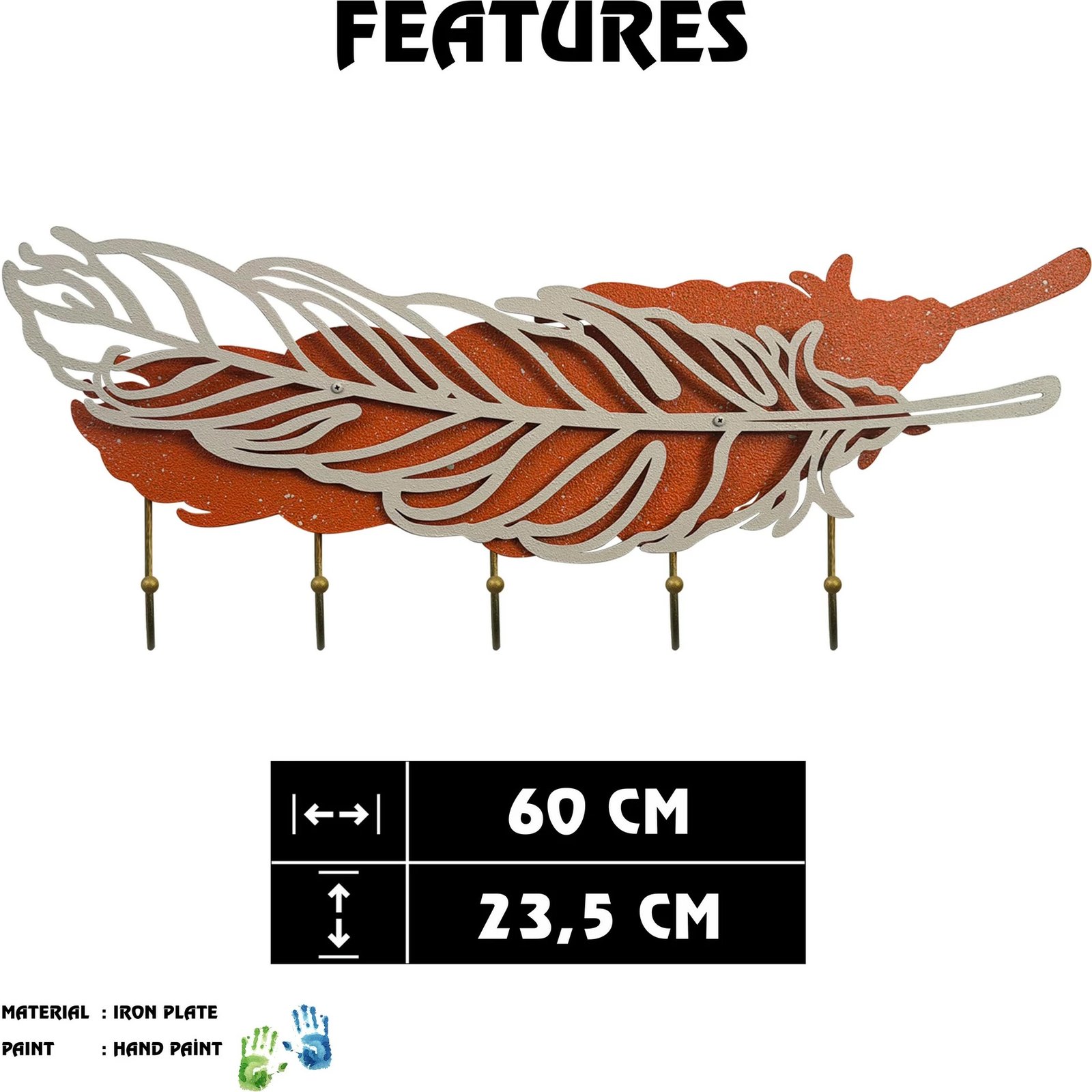 Varëse muri metalike Wallity, Irene, shumëngjyrëshe, 60x23.5cm