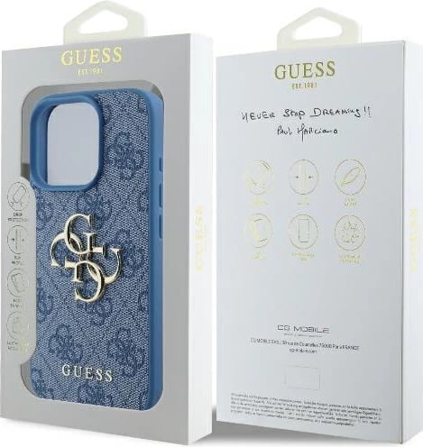 Mbështjellës Guess 4G Big Logo për iPhone 16 Pro, Kaltër