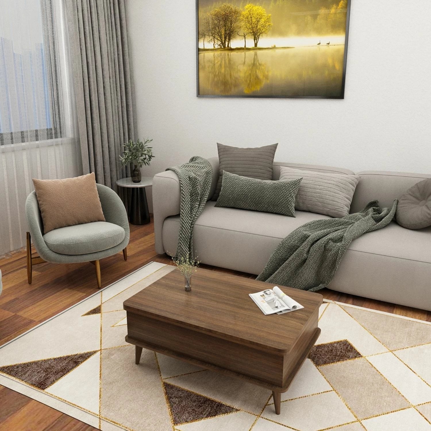 Tavolinë kafeje Skye Decor, Dy Ada, ngjyrë arre