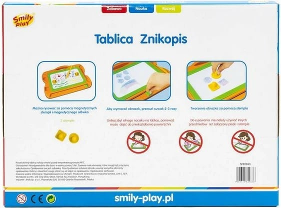 Tabllo magnetike për vizatim Smily Play SP82963, me laps magnetik dhe stampila, portokalli