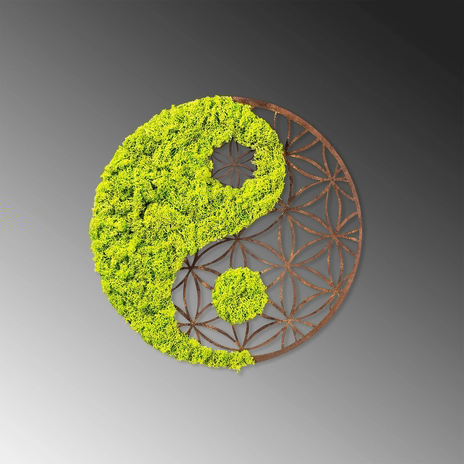 Aksesor dekorativ muri Wallity, Yin Yang, jeshil dhe kafe, 44x1x44cm