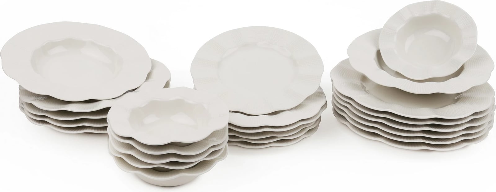 Set enësh për drekë (24 copë), Hermia, MLN24Y2740694, ngjyrë krem