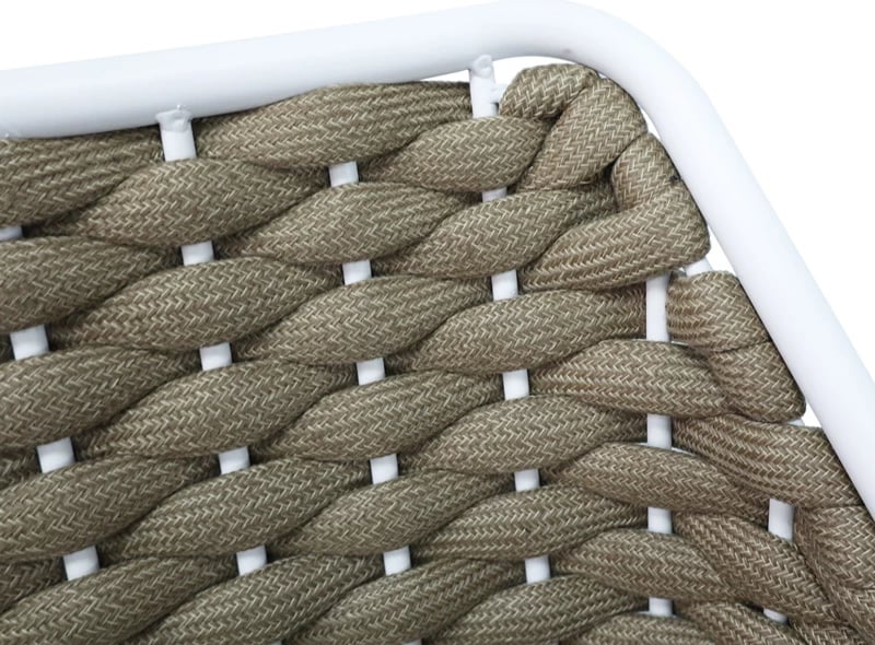 Karrige me krahë Ortegia, alumini, e bardhë, litar kaki, 57x62x82cm