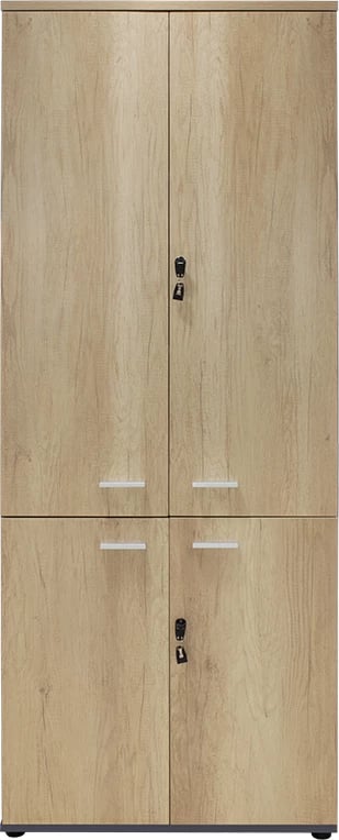 Raft librash me katër dyer druri, ngjyrë lisi - gri e errët, 80x40,5x200cm