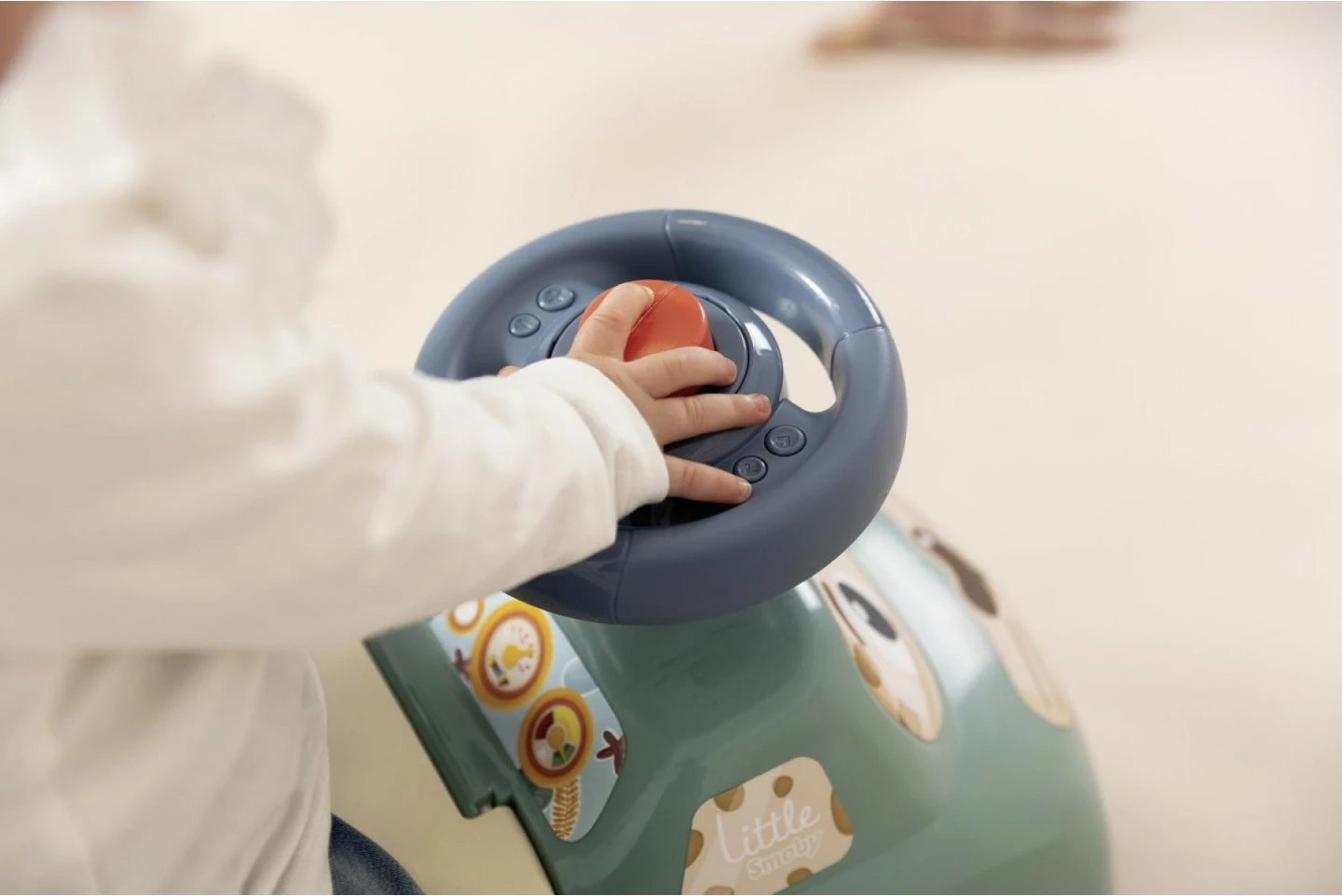 Makine lodër ride-on Smoby Little, plastikë, për fëmijë, Blu/Kafe/Krem/Jeshile