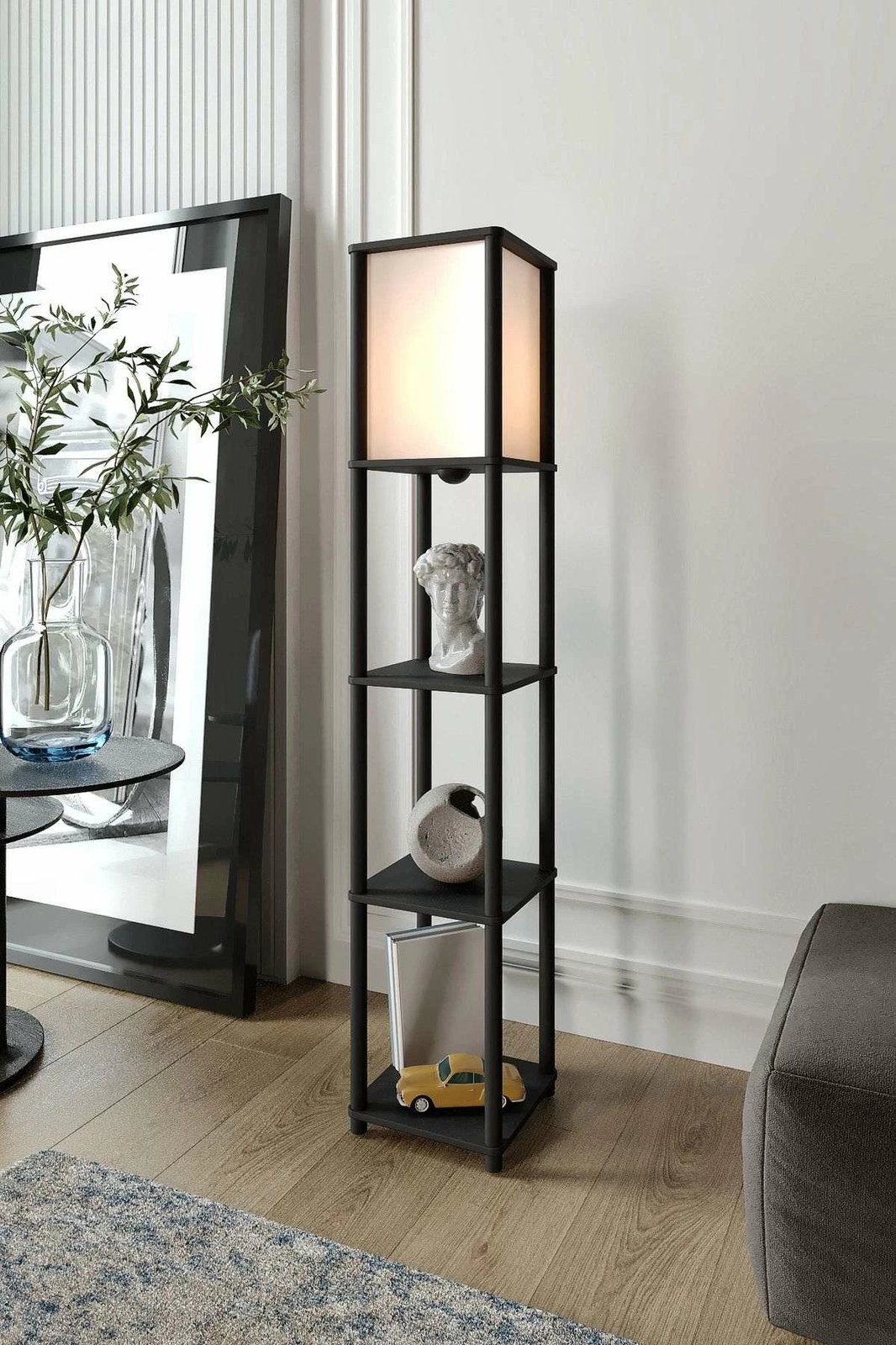 Llambë dyshemeje Opviq, TierShelfLampz1, e zezë