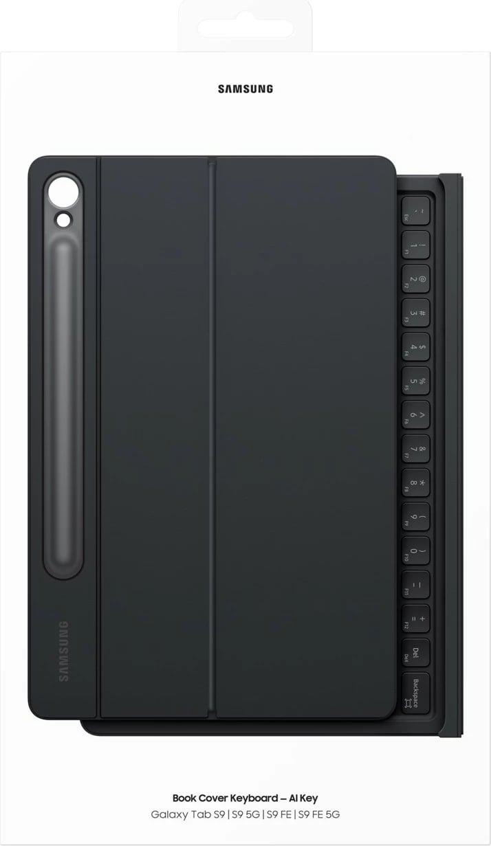 Mbështjellës tastierë Samsung EF-DX725, QWERTZ, Galaxy Tab S9, Galaxy Tab S9 FE, e zezë