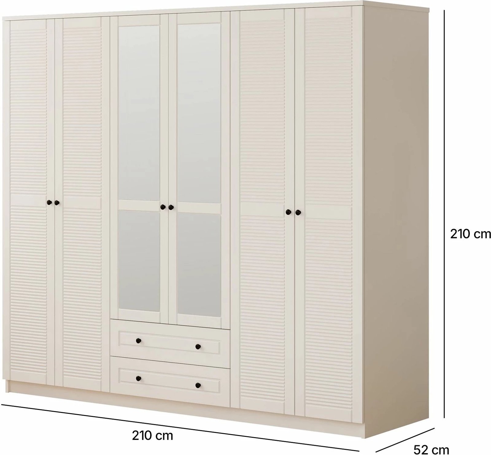 Dollap për rroba, ngjyrë e bardhë mat, Skye Decor, RB-064-02, 210x210x52cm