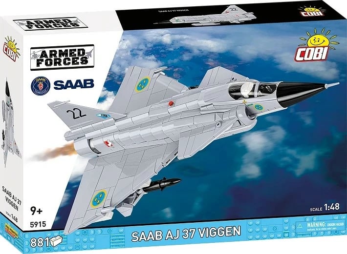 Set blloqe ndërtimi, Cobi, Saab AJ 37 Viggen (COBI-5915), 881 copa, shkallë 1:48, seri Armed Forces