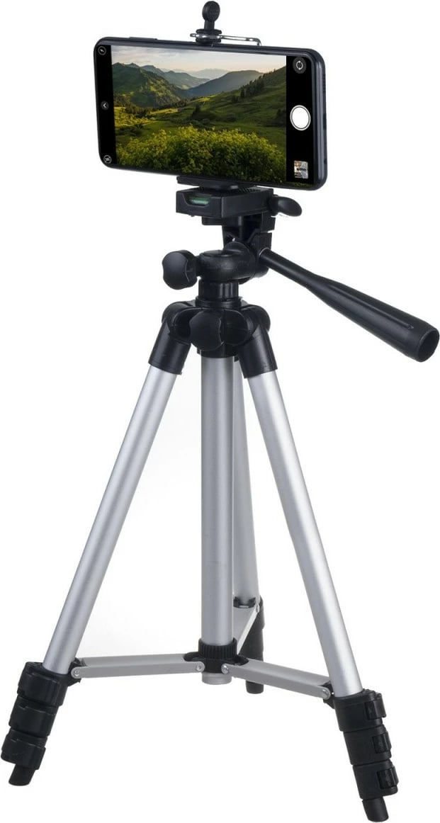 Stativ universal Maclean MC-164 për telefon, kamera, dritë unazore, 102 cm, i zi/argjendtë