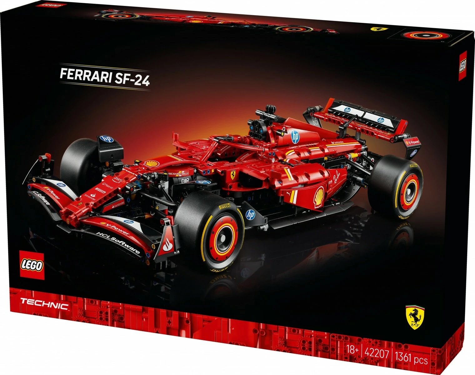Set ndërtimi LEGO Technic Ferrari SF-24, 1361 pjesë, i kuq