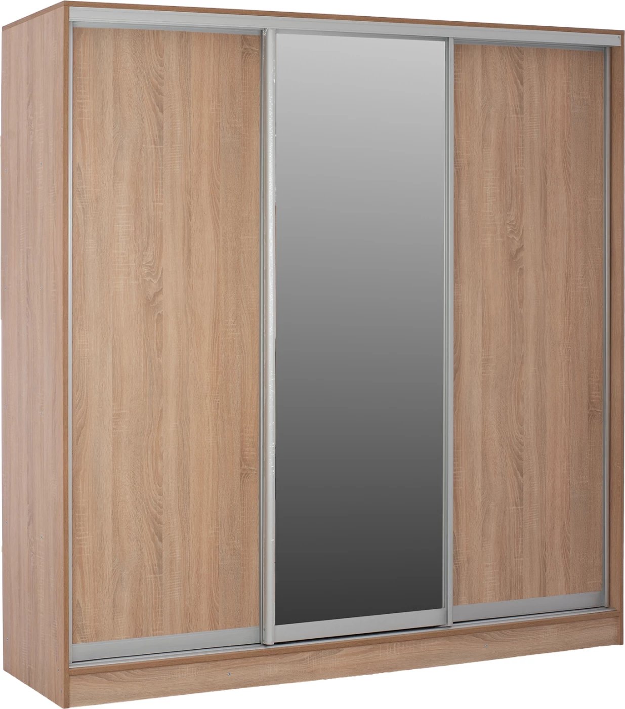 Dollap me dyer rrëshqitëse me pasqyrë, ngjyrë lisi, FH2435, 200x60x210 cm