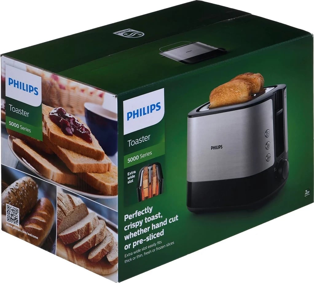 Tostier Philips Viva Collection HD2637/90, 2 feta, Inox/zi Tostier Philips Viva Collection HD2637/90, 2 feta, Inox/zi