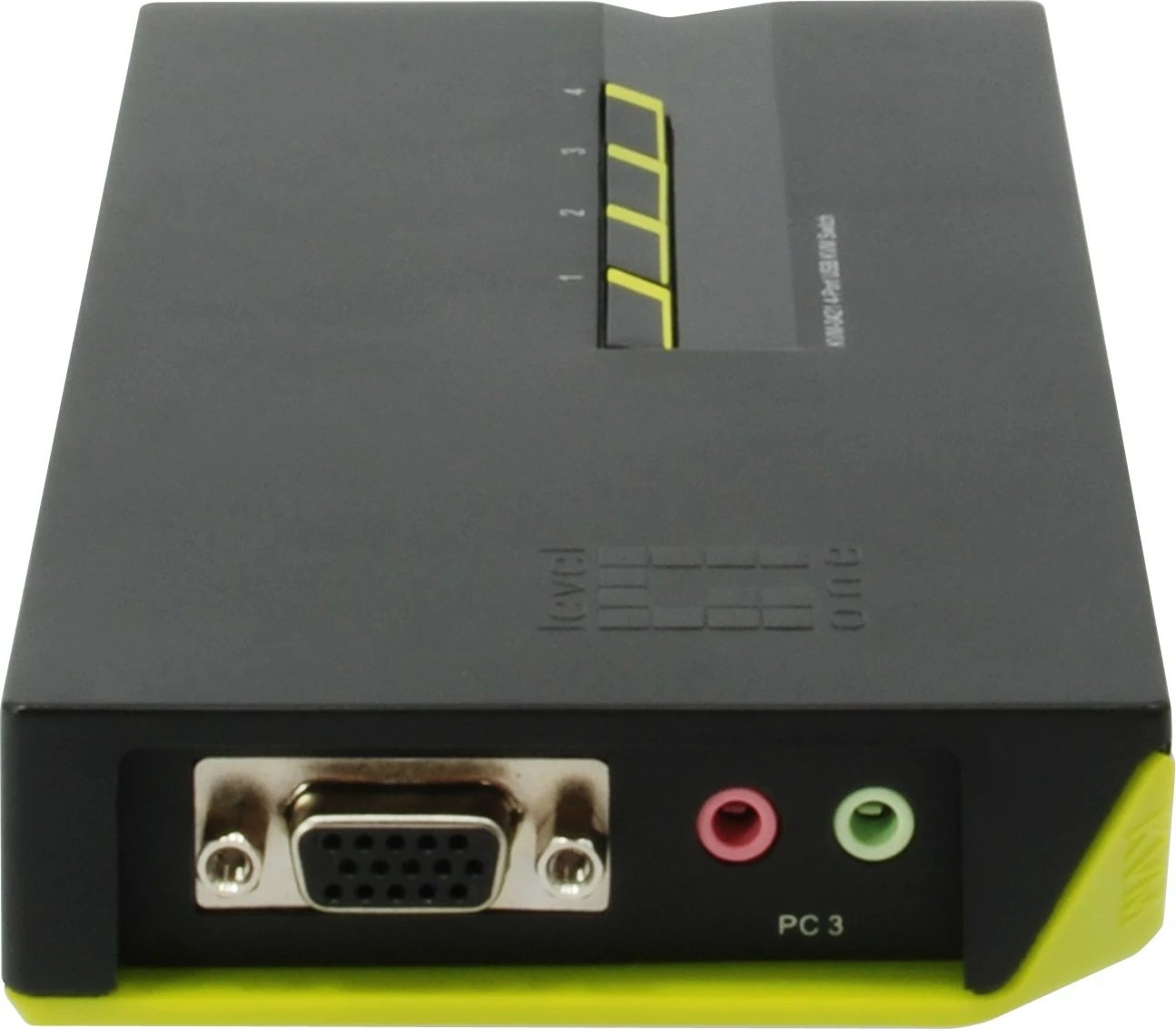 KVM switch LevelOne KVM-0421, 4 porta USB, VGA, audio, e zezë/e gjelbër