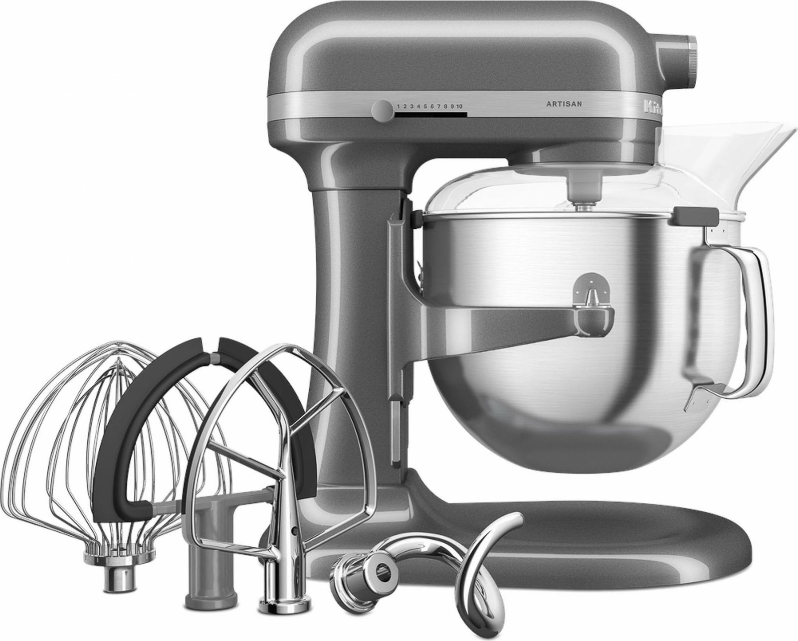 Mikser qëndror KitchenAid Artisan 5KSM70SHXEMS, 6.6L, argjendtë