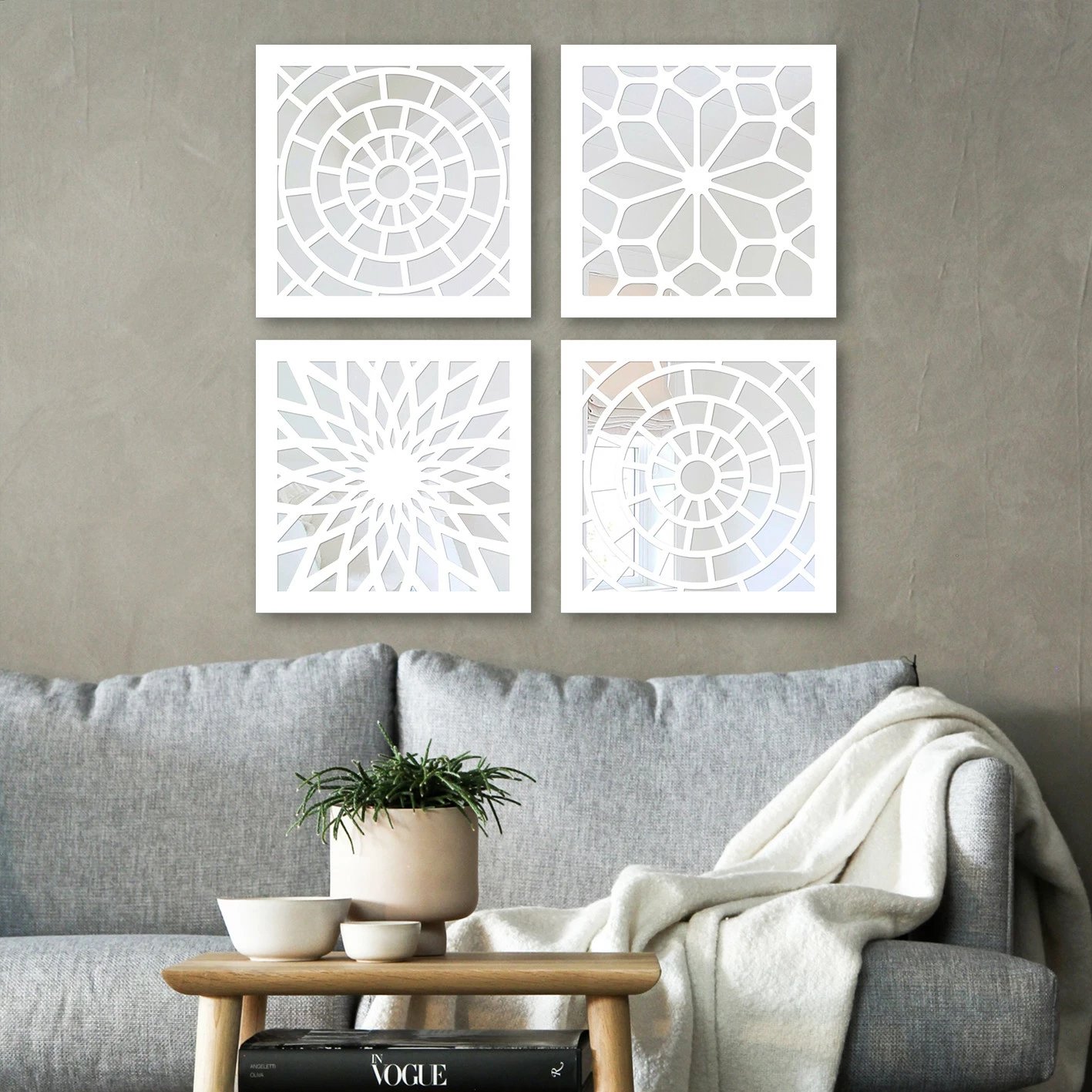 Set pasqyrash dekorative (4 copë), Wallity, ngjyrë argjendi, BYZ7436502136122