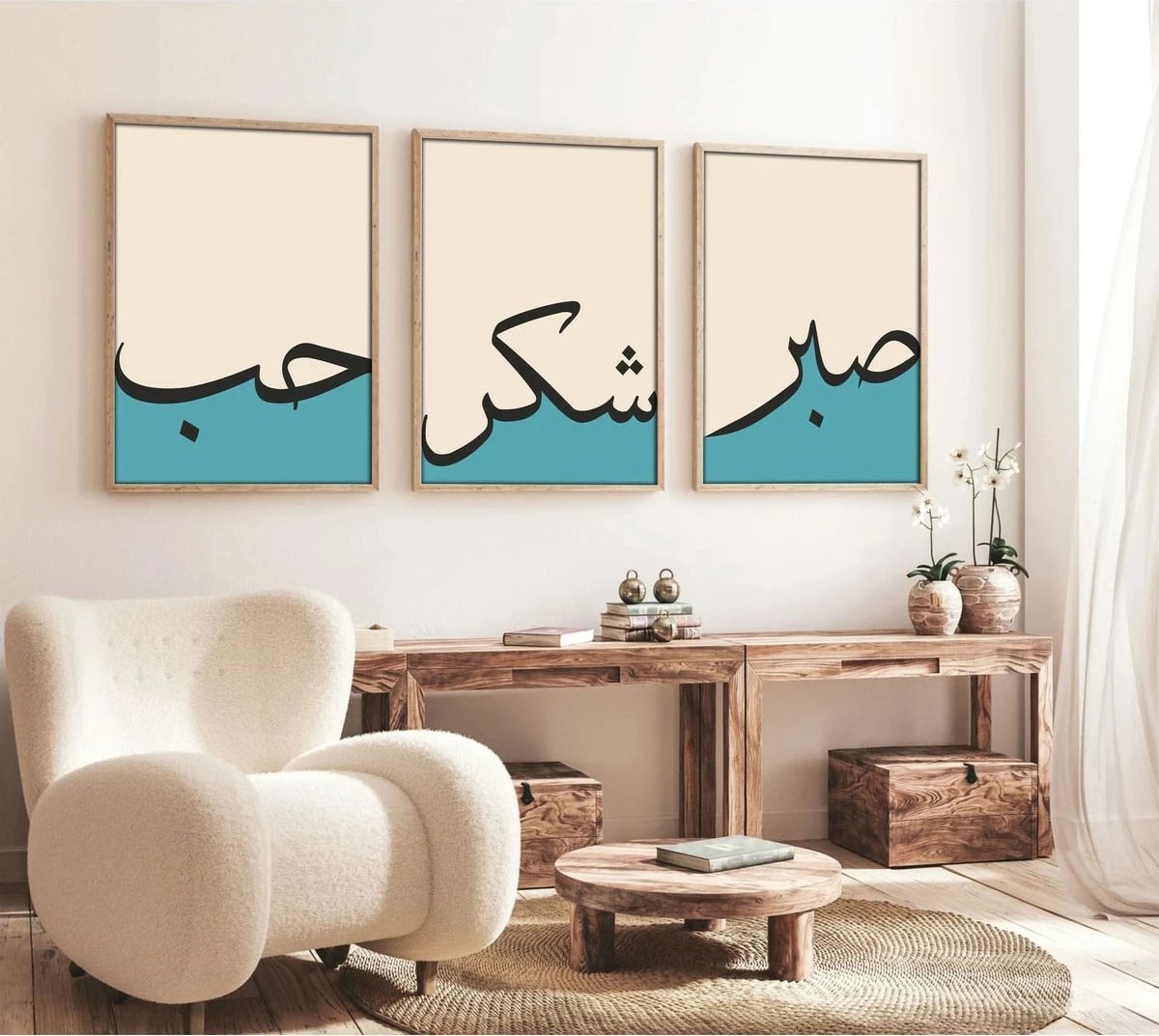 Pikturë dekorative me kornizë, 3 pjesë, MDF, shumëngjyrëshe, Wallity, Huhu155, 50x70cm