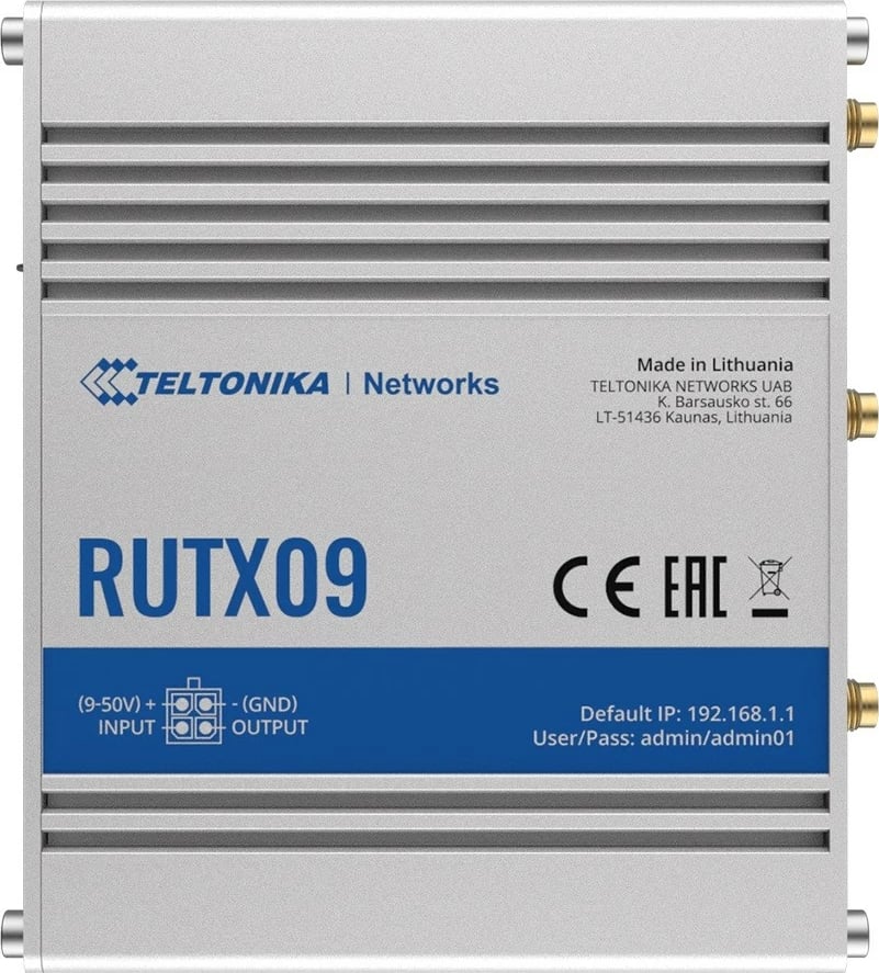 Router LTE TELTONIKA RUTX09, 4xGbE, 2xSIM, RutOS, Alumini
