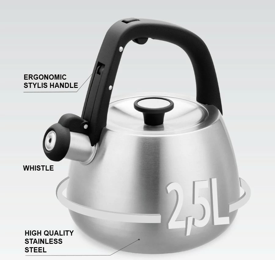 Çajnik jo-elektrik Feel-Maestro MR-1318 2.5 L me fishkë, inox, argjendtë