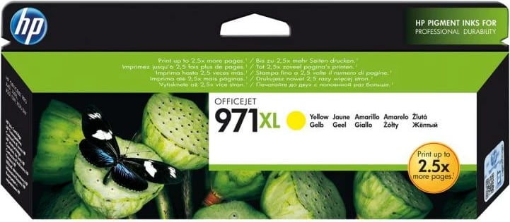 Kartush bojë, HP, 971XL (CN628AE), kapacitet i lartë 76–92 ml, origjinal, verdhë