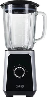 Blender Adler AD 4076, kavanoz xhami 1.5L, 500W (MAX 1000W), 2 shpejtësi, funksion akulli/pulse, i zi/argjendtë