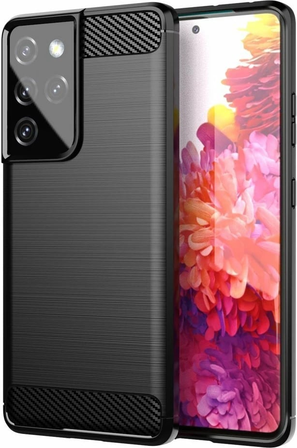 Mbështjellës Hurtel Carbon Case për Samsung Galaxy S21 Ultra 5G, i zi