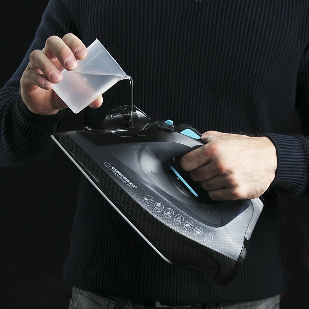 Hekur avulli pa kabëll, Esperanza Velvet, 2600W keramike, depo 300 ml, zi/blu deti