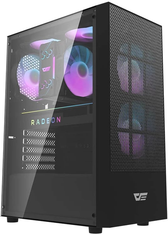 Kasë Darkflash A290 me 3 ventilatorë, Middle Tower, xham i temperuar, e zezë