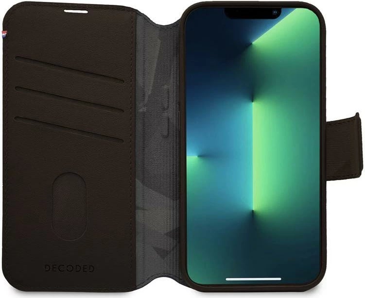 Mbështjellës Decoded Detachable Wallet për iPhone 14 Pro Max, lëkurë, MagSafe, Kafe
