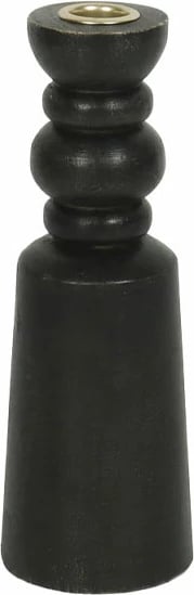 Mbajtës qiriri NUVIRA, dru, metal i zi dhe ar, 7.5x7.5x22cm