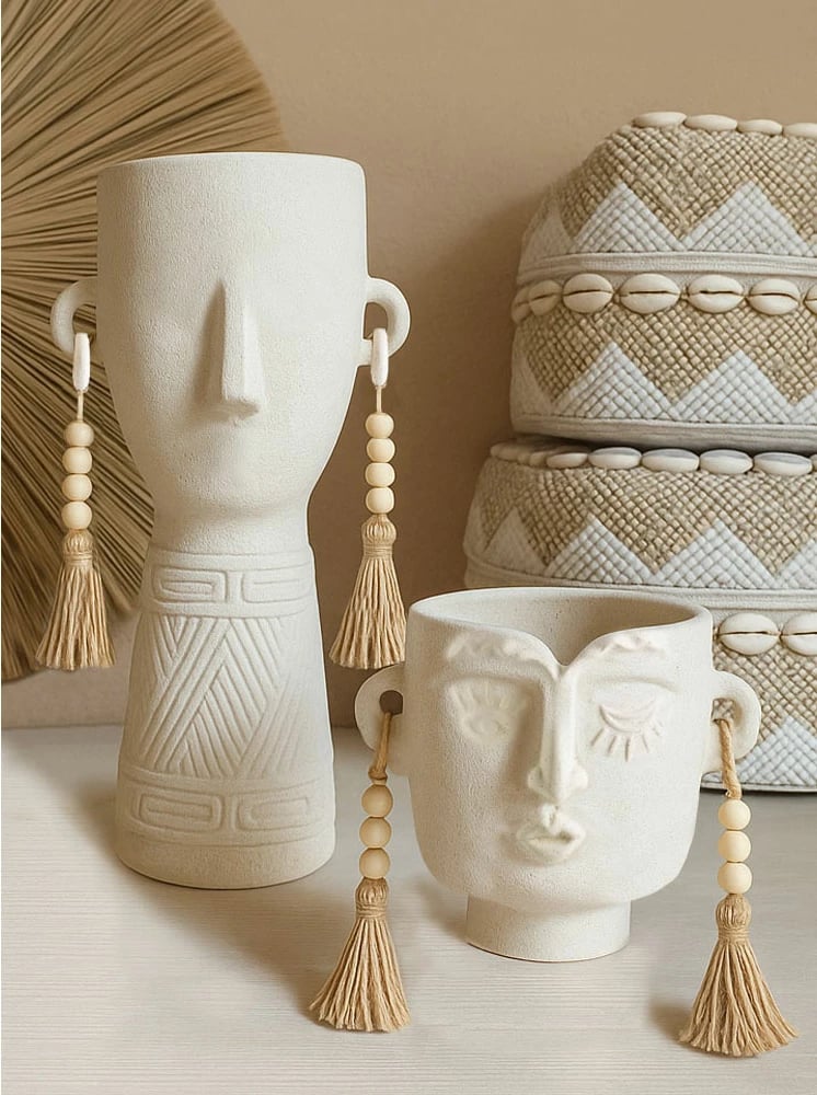 Vazo dekorative Eris, qeramike, ngjyrë bezhë, 21x18x20cm