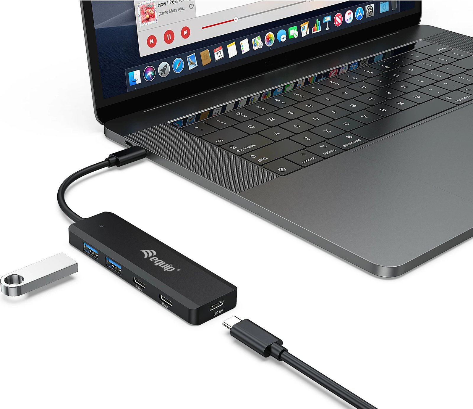USB hub Equip 4 porta USB-C/USB-A 3.2 Gen 1, 5Gbps, i zi