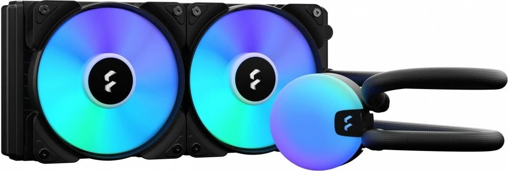 Ftohës uji për CPU Fractal Design Lumen S24 v2 RGB, me dy ventilatorë, i zi