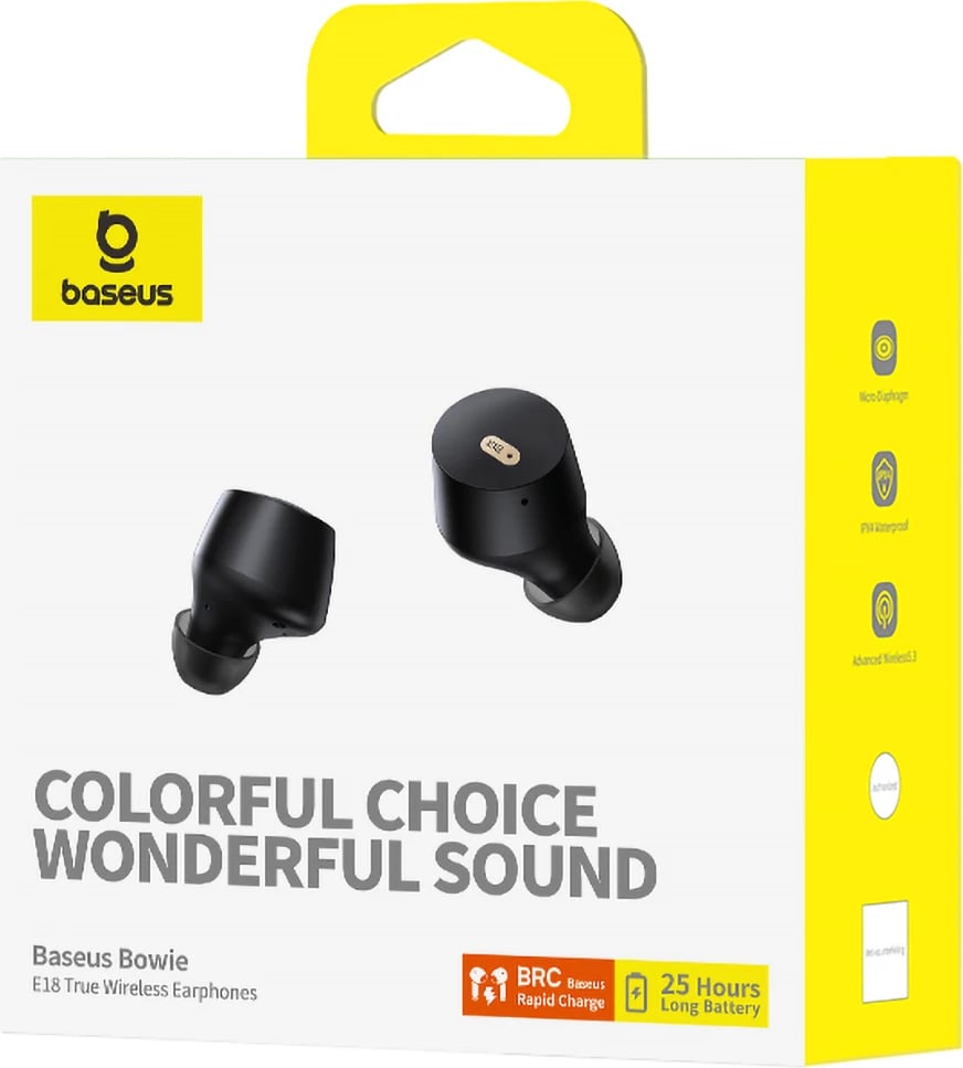Kufje wireless Baseus Bowie E18 TWS me ENC, IPX4, Bluetooth 5.3, e zezë