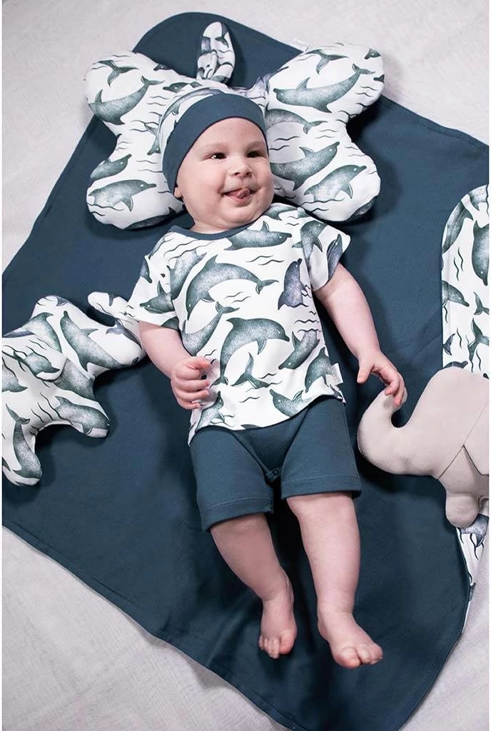 Kapelë-shami bebe, Nicol Dolphin, pambuk 100%, madhësia 56/62, blu