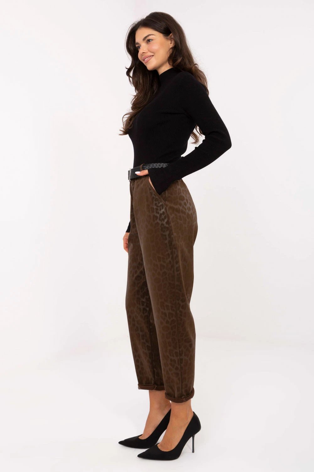 Pantallona femra Italy Moda 218444, kafe