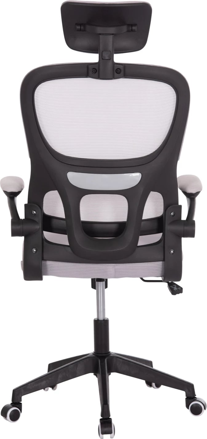 Karrige zyre Baston, material rrjete gri, kornizë PP e zezë, FH18236.02, 64x60x127cm